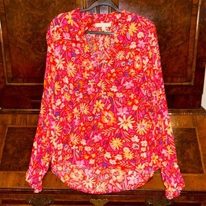 Karlie Red Graphic Long Sleeve Blouse